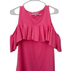 Lilly Pulitzer Hot Pink Cold-Shoulder Ruffle Tank